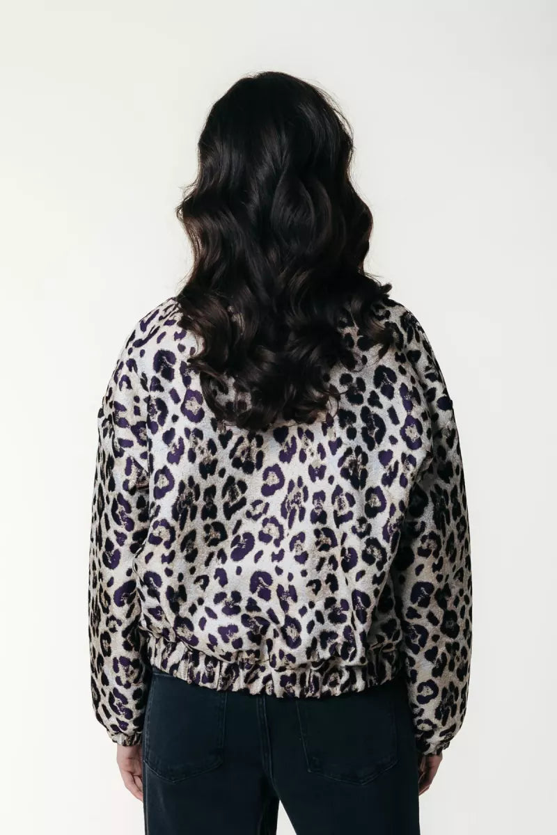 COLORFUL REBEL Bente Leopard Jacquard Jacket - Beige