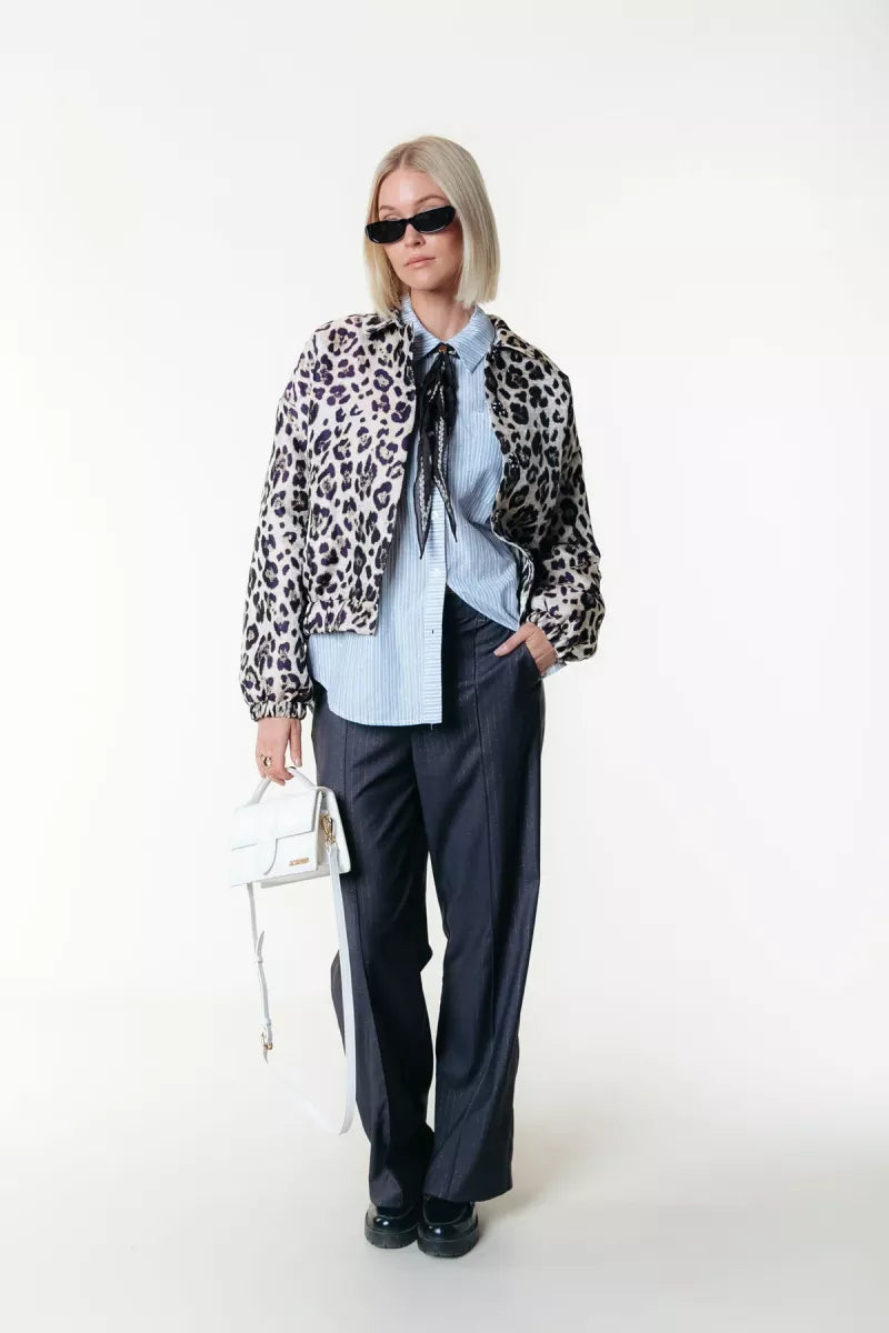 COLORFUL REBEL Bente Leopard Jacquard Jacket - Beige