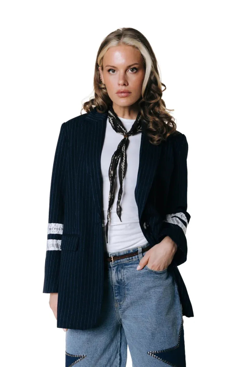 COLORFUL REBEL Jesra Pinstripe Blazer
