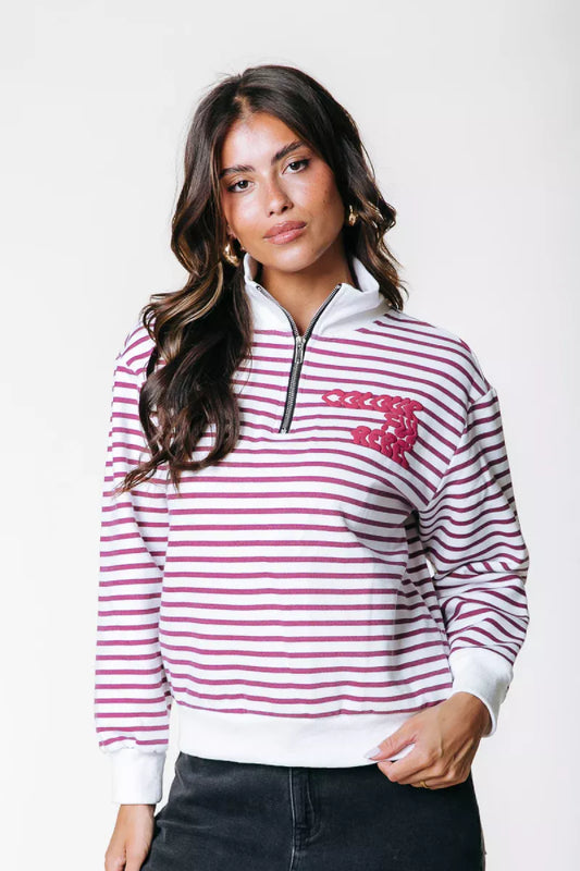 COLORFUL REBEL Striped Zip Sweat