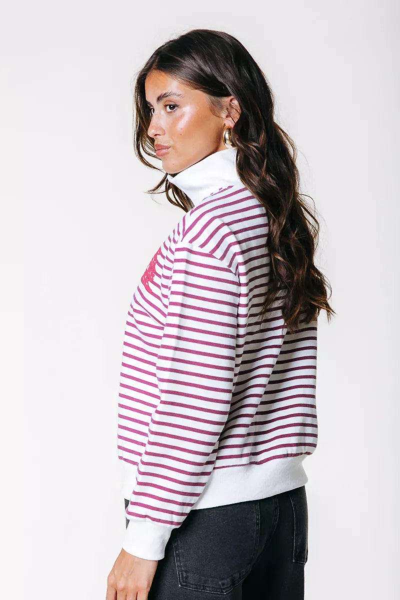 COLORFUL REBEL Striped Zip Sweat