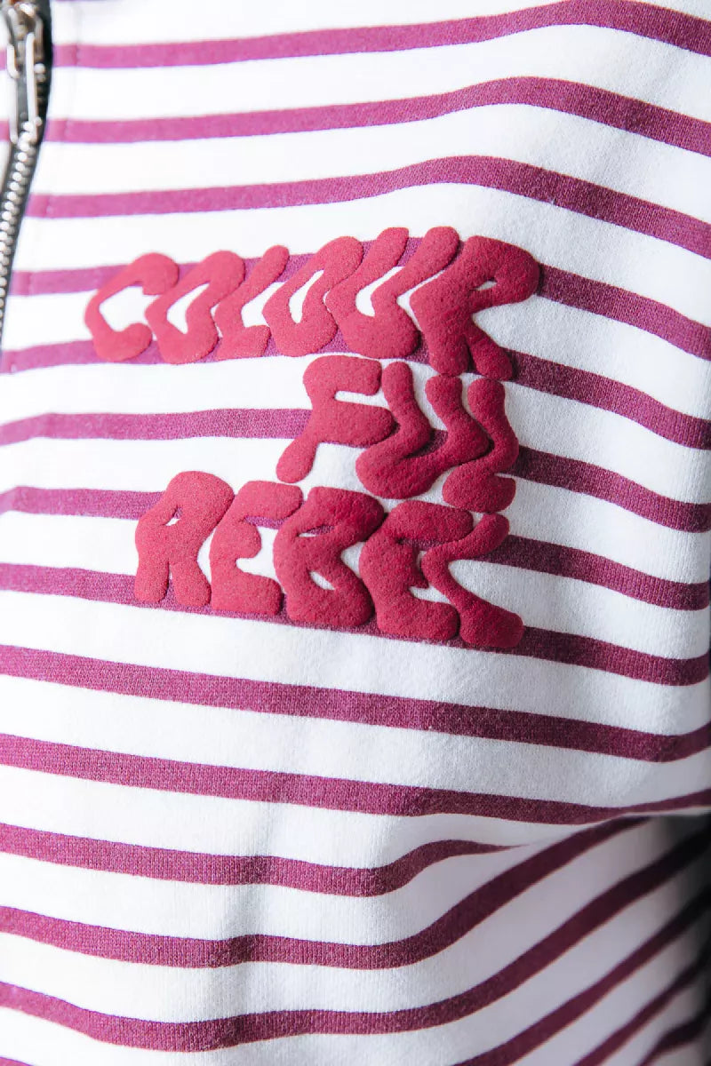 COLORFUL REBEL Striped Zip Sweat
