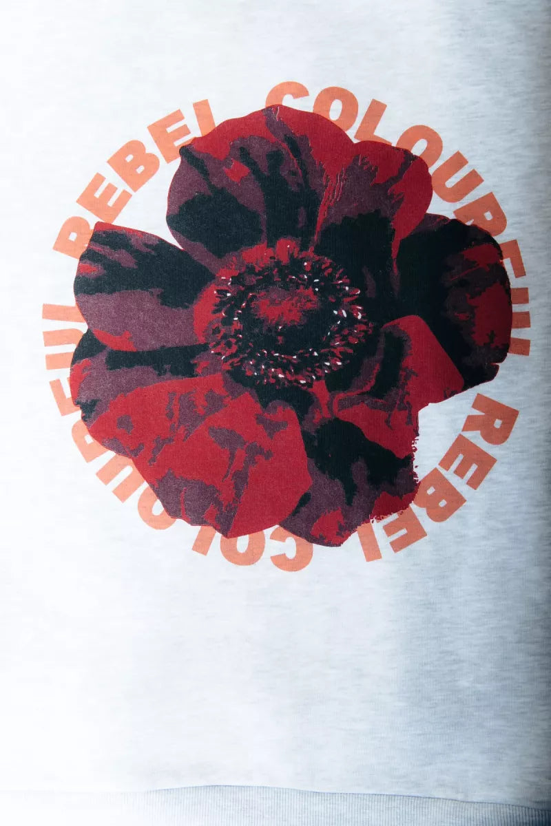 COLORFUL REBEL Flower Sweat - Light Grey Melange