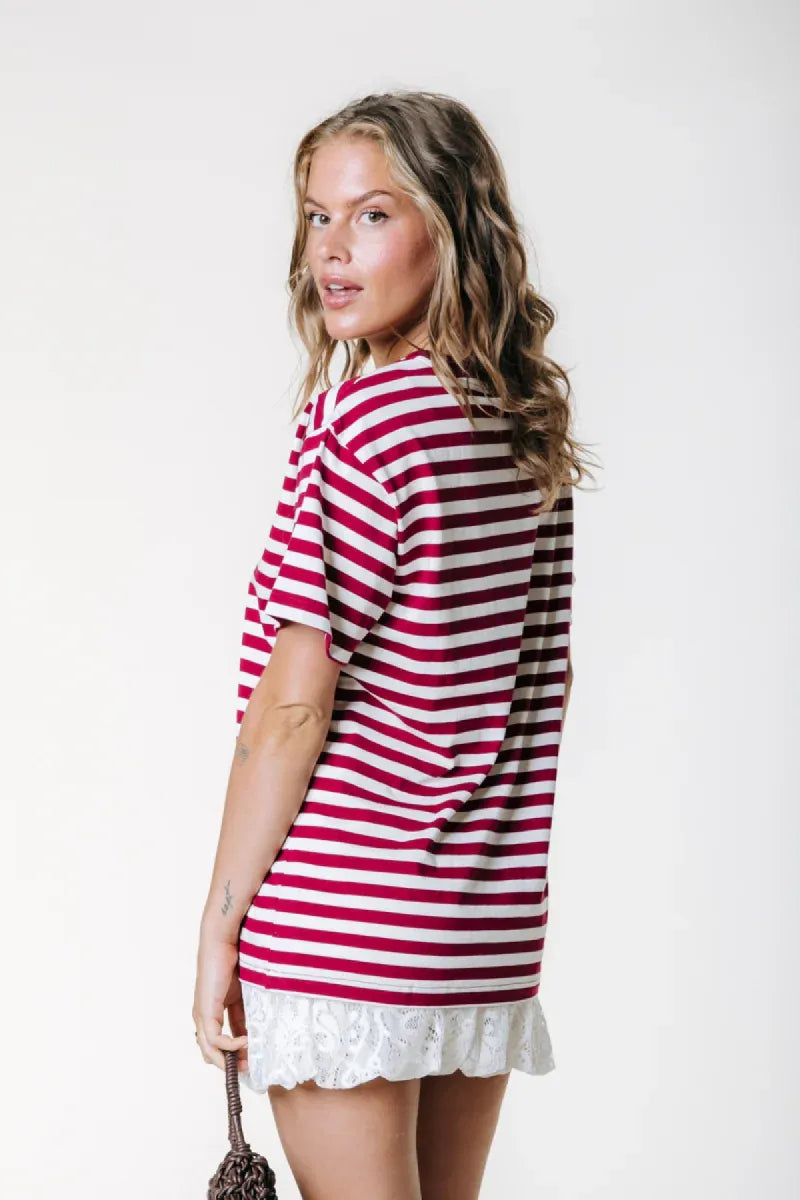 COLORFUL REBEL Puff Logo Stripe T-Shirt