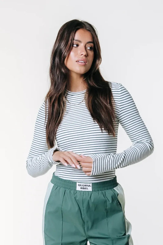 COLORFUL REBEL Jessie Stripe Rib Top