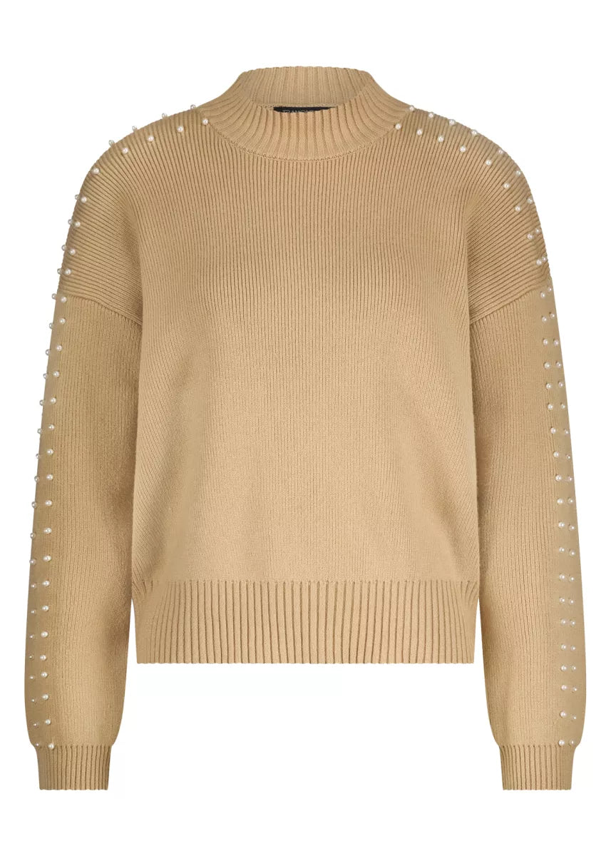 TRAMONTANA Jumper Pearl Detail - Camel