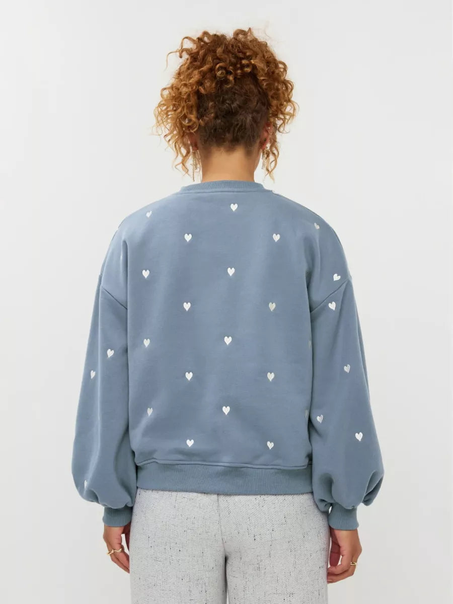 Ydence Sweater Hearts - Blue Grey