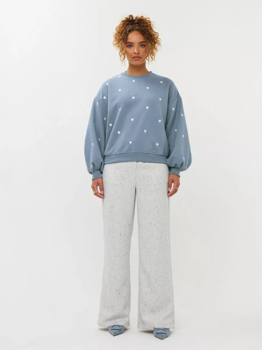 Ydence Sweater Hearts - Blue Grey