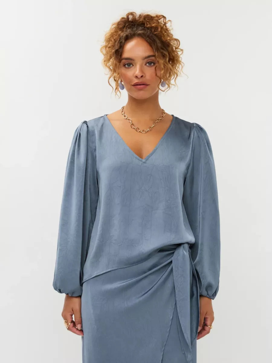 Ydence Top Nyma - Blue Grey