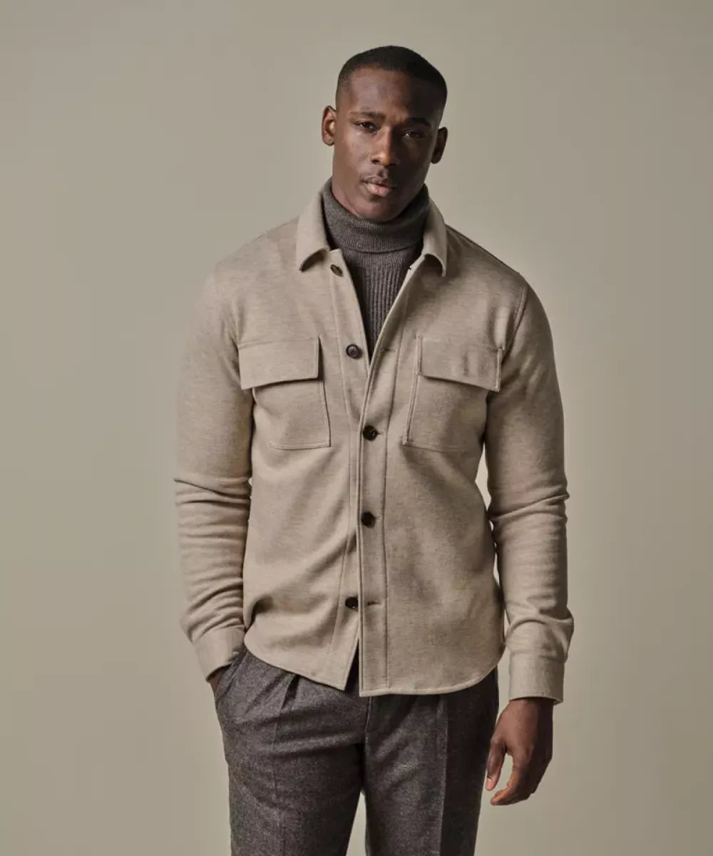 PROFUOMO Beige Wol Knitted Overshirt - Beige