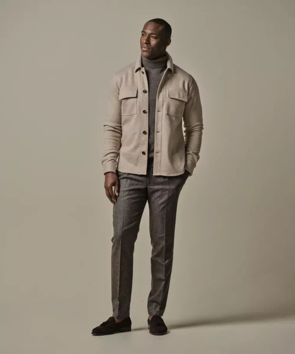 PROFUOMO Beige Wol Knitted Overshirt - Beige