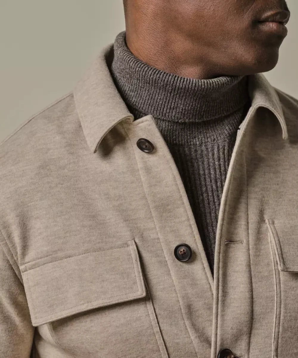 PROFUOMO Beige Wol Knitted Overshirt - Beige