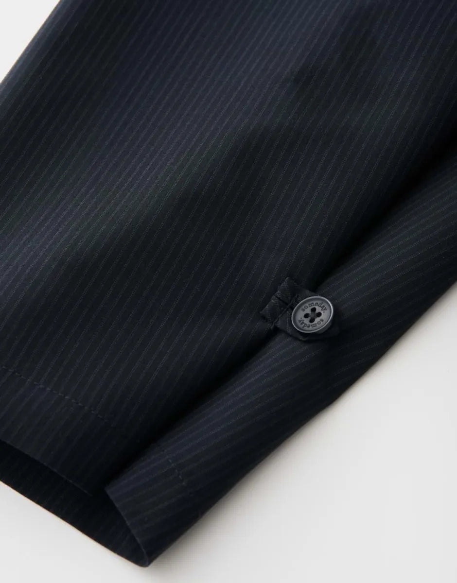 SOMEDAY Charlie Curved Pinstripe Barrel Pants
