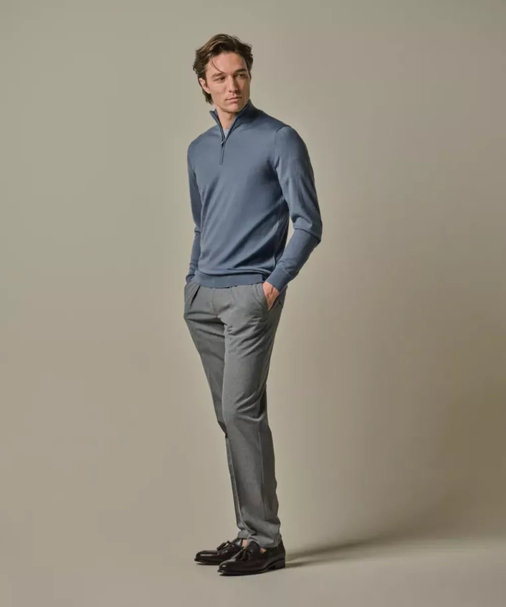 PROFUOMO Blauwe Merino Half Zip
