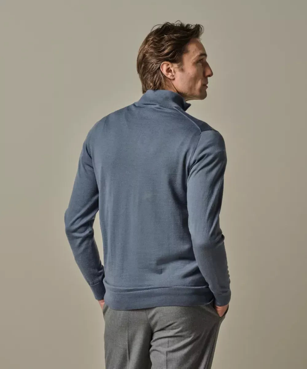 PROFUOMO Blauwe Merino Half Zip