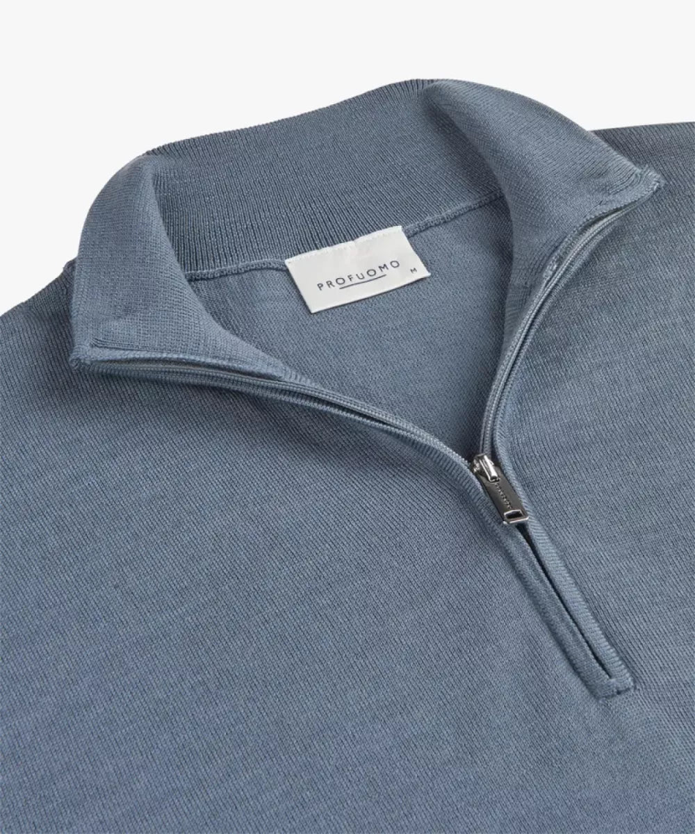 PROFUOMO Blauwe Merino Half Zip