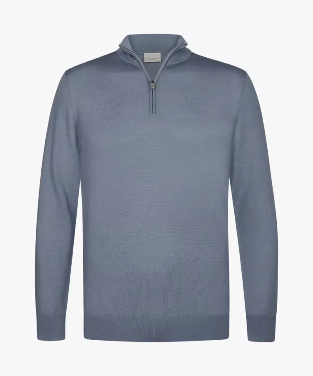 PROFUOMO Blauwe Merino Half Zip