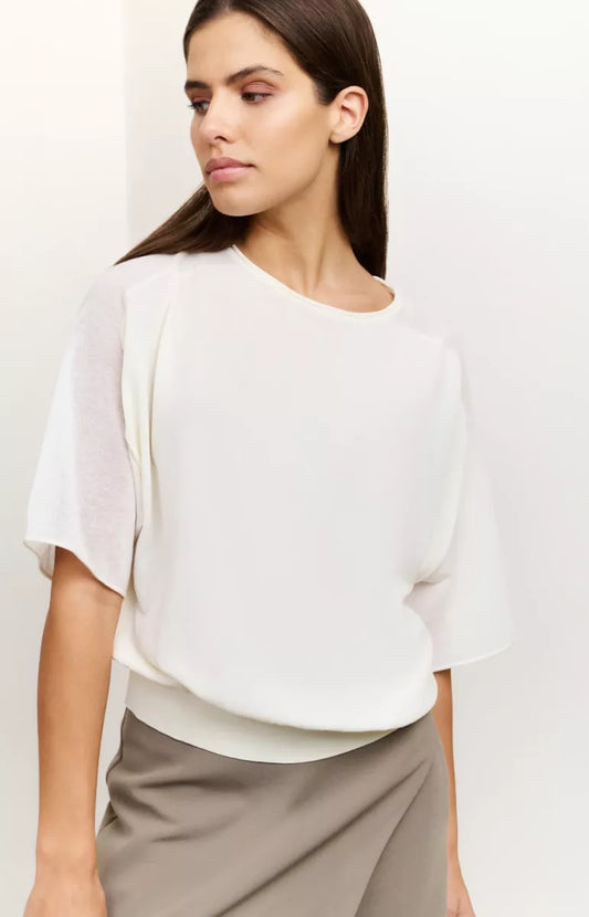 YAYA Sweater With Sheer Sleeves