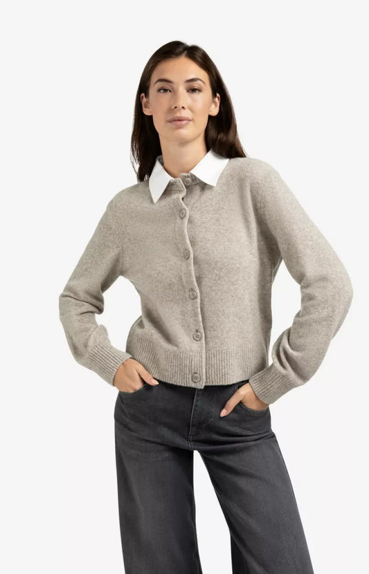 YAYA Cardigan with Detachable Collar