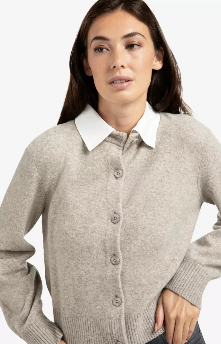 YAYA Cardigan with Detachable Collar