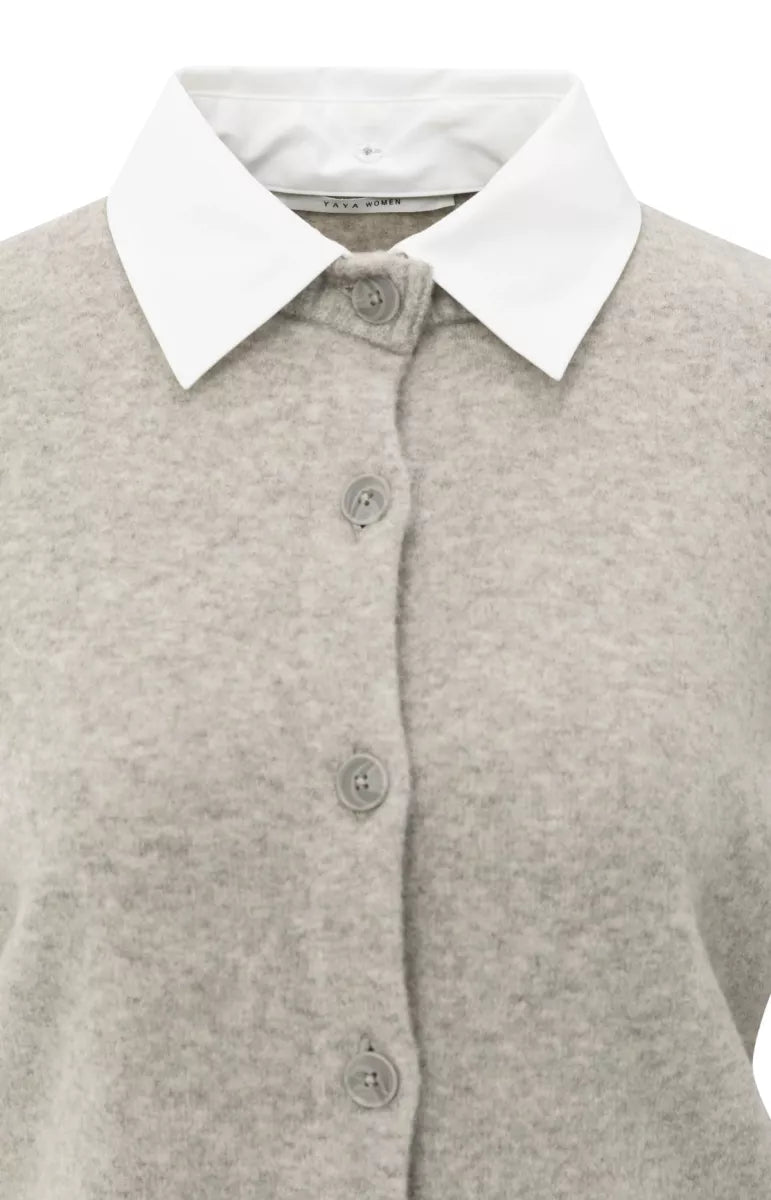 YAYA Cardigan with Detachable Collar