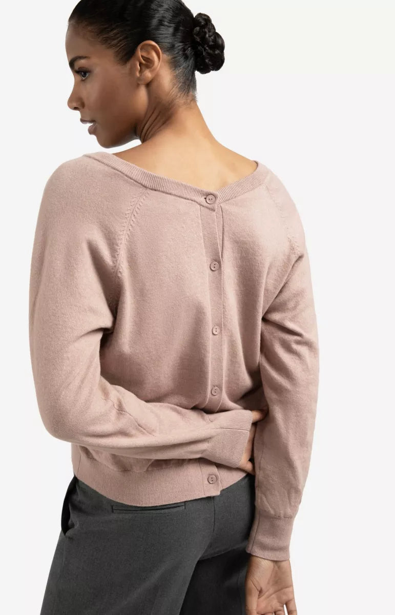 YAYA Double V-Neck Sweater - Blush Pink