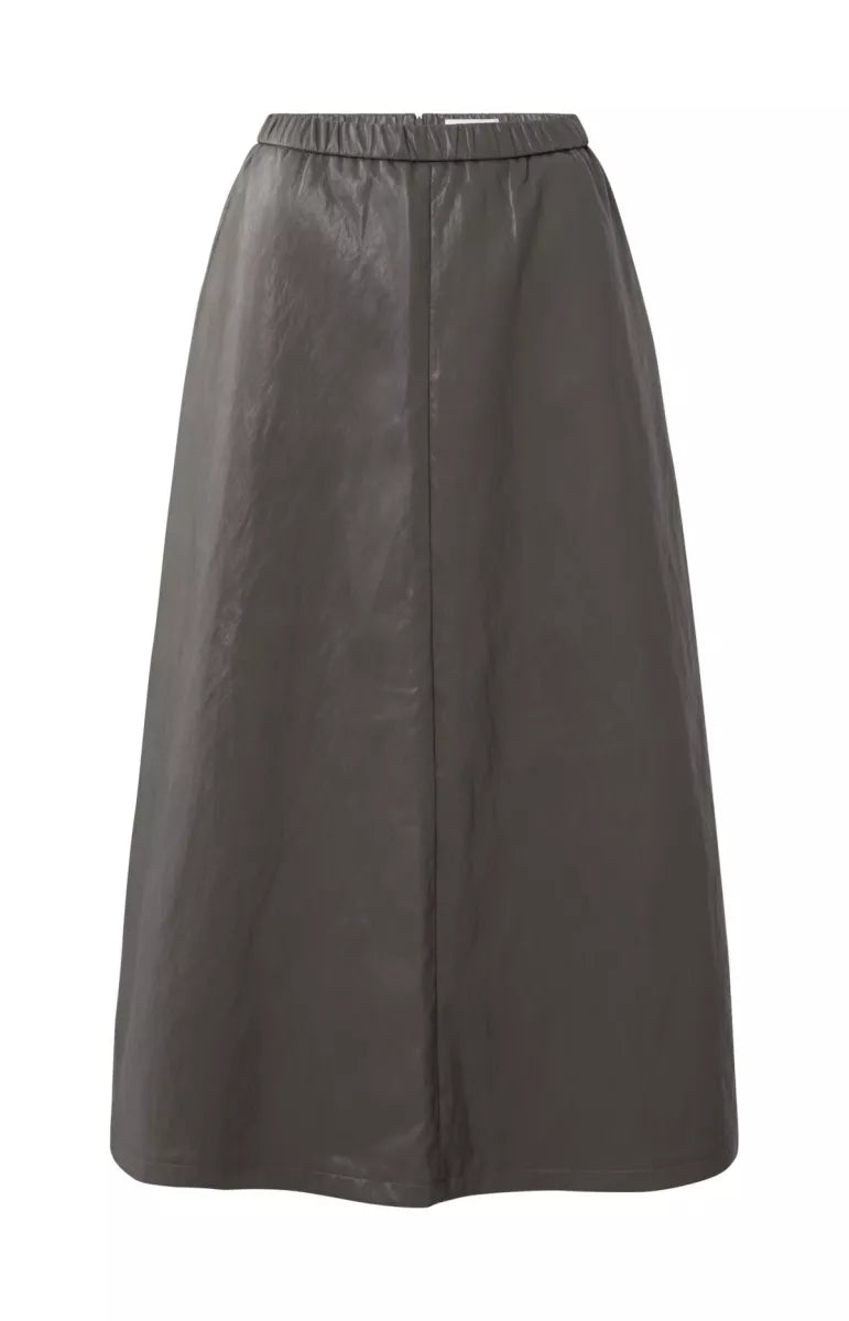 YAYA Faux Leather Midi Skirt