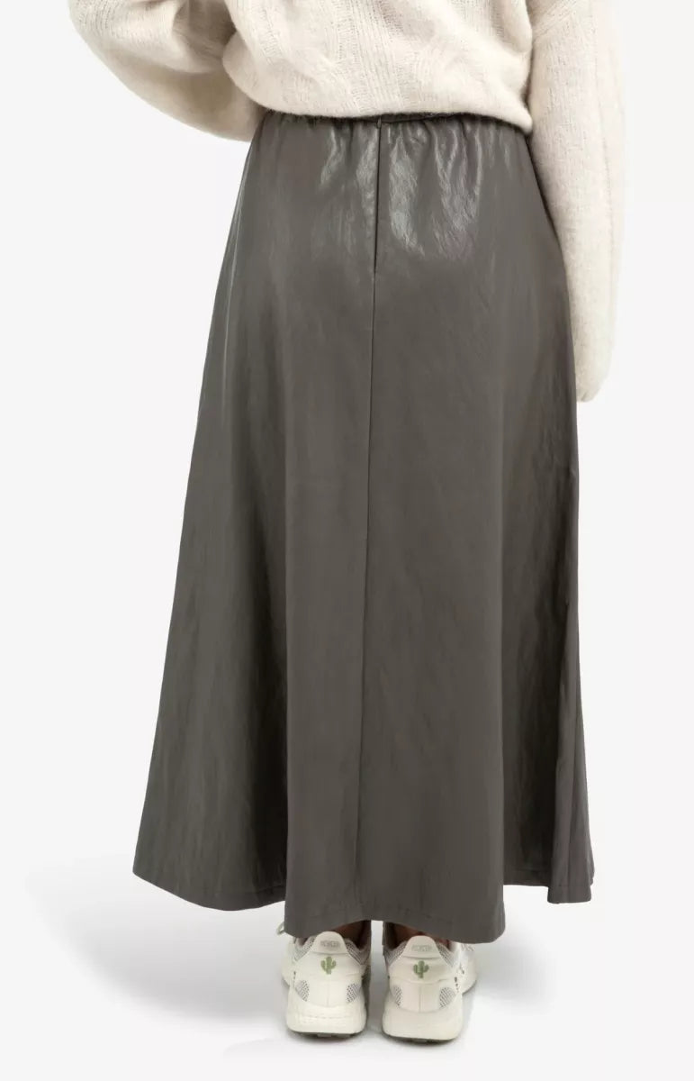 YAYA Faux Leather Midi Skirt