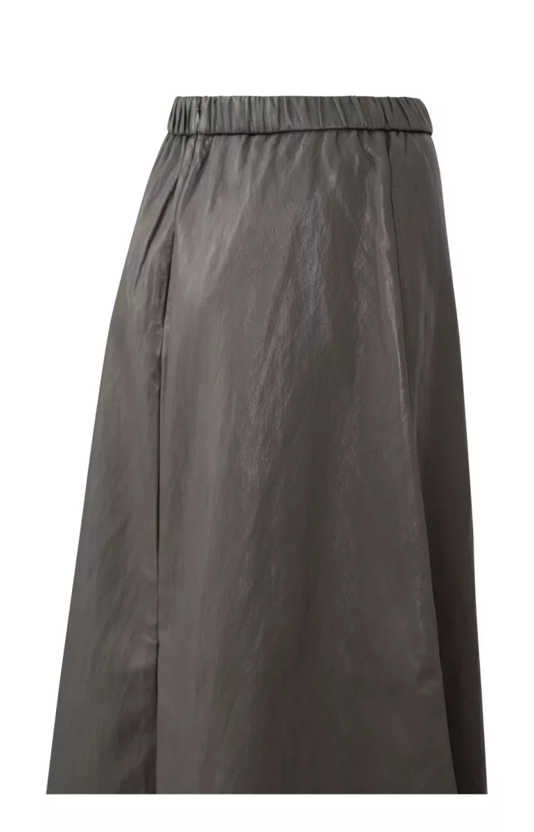 YAYA Faux Leather Midi Skirt