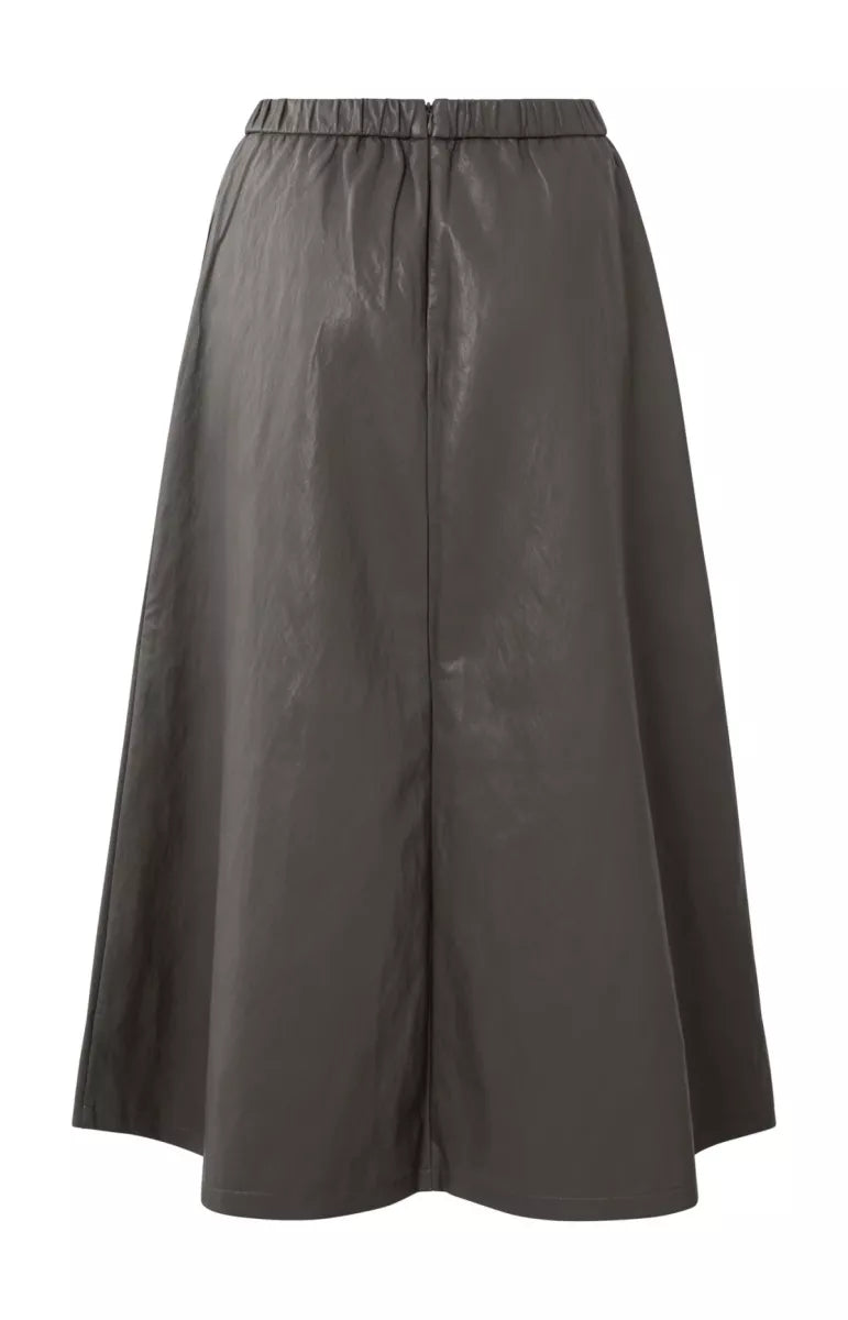 YAYA Faux Leather Midi Skirt