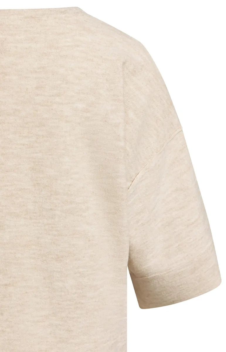 YAYA Oversized Gebreid T-Shirt - Beige Melange