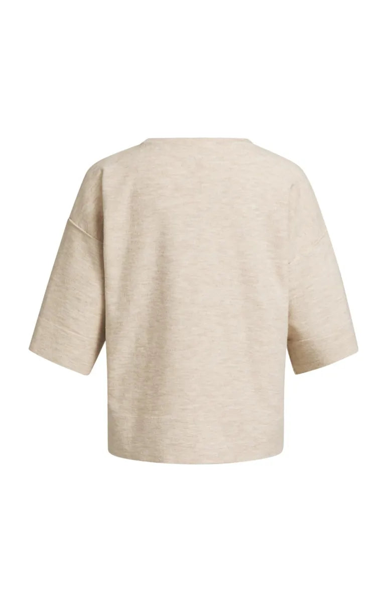 YAYA Oversized Gebreid T-Shirt - Beige Melange