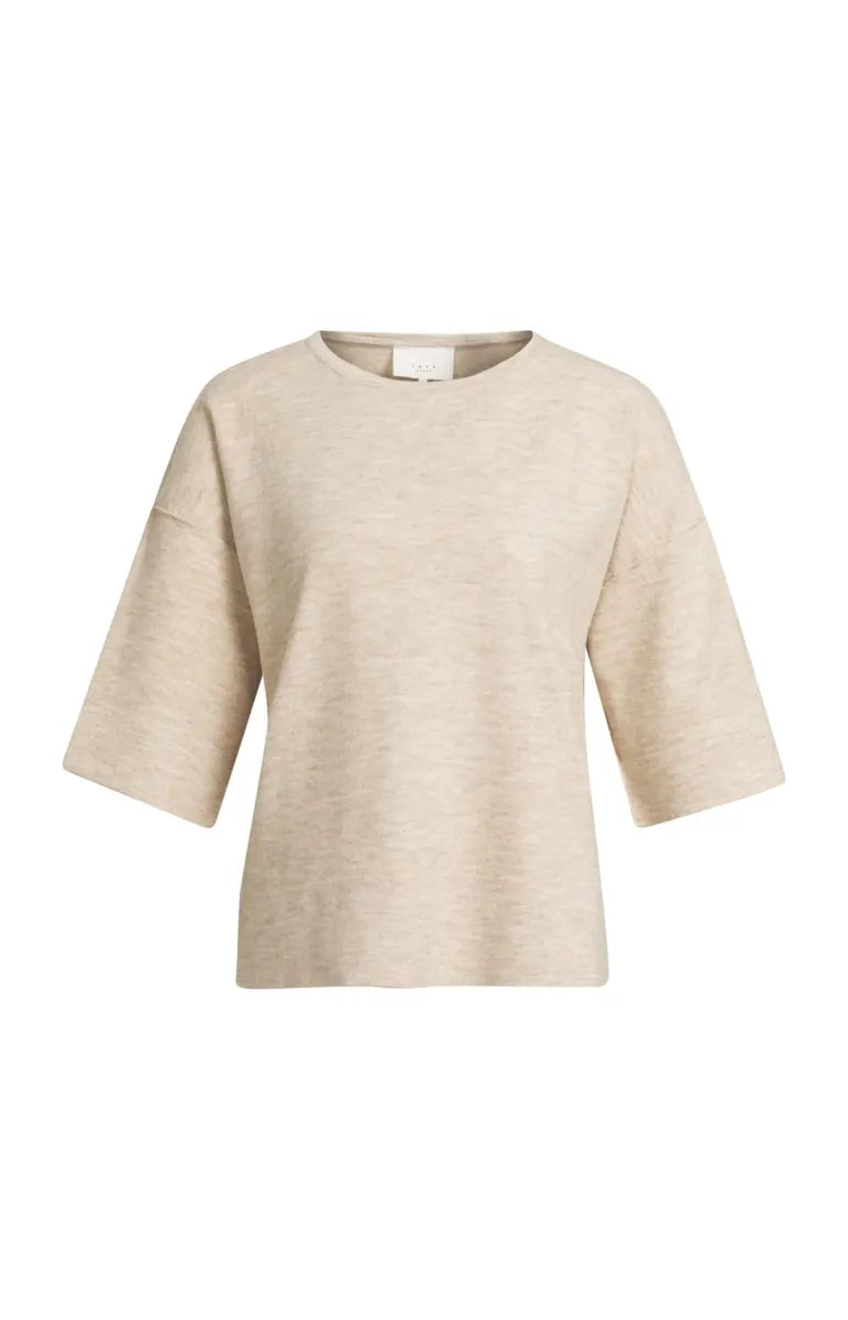 YAYA Oversized Gebreid T-Shirt - Beige Melange