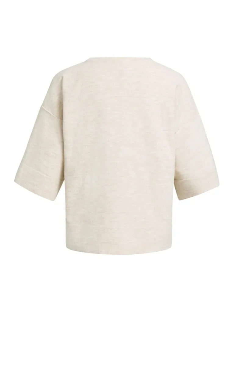 YAYA Oversized Gebreid T-Shirt - Almond Peach Pink Melange
