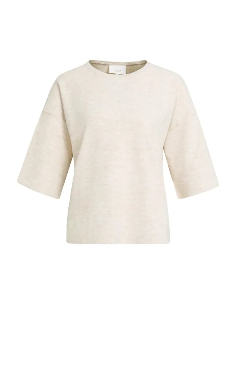 YAYA Oversized Gebreid T-Shirt - Almond Peach Pink Melange
