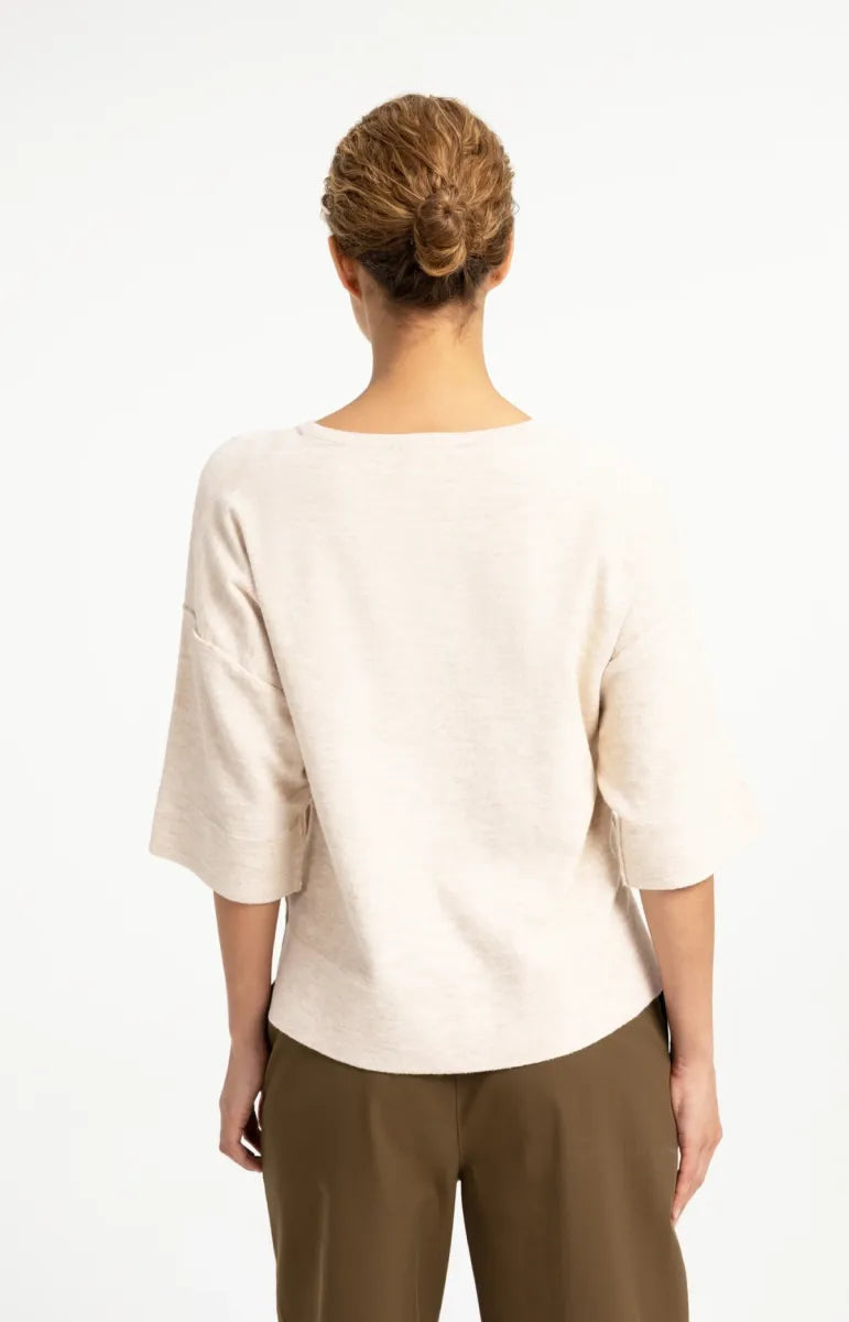 YAYA Oversized Gebreid T-Shirt - Almond Peach Pink Melange