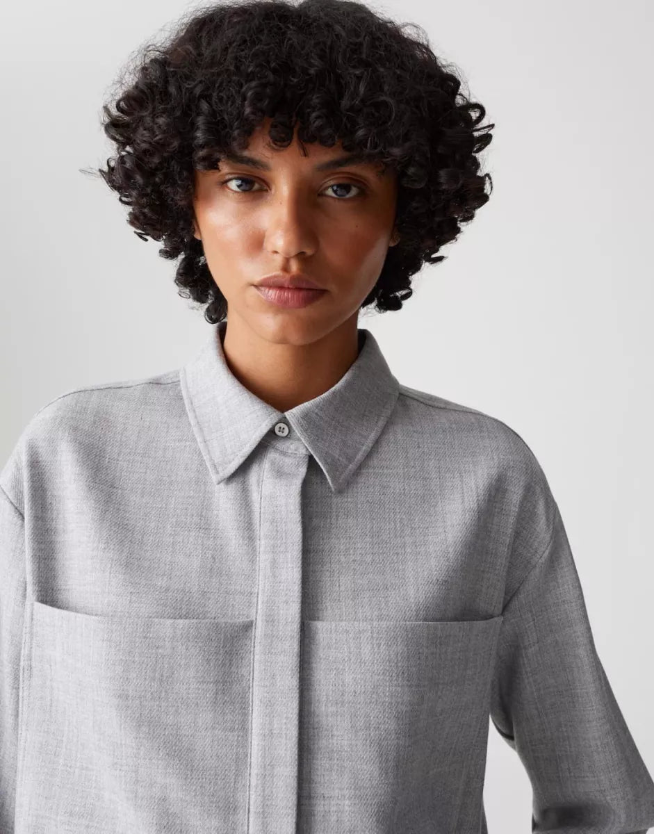 OPUS Blouse Felange - Hazy Fog Melange