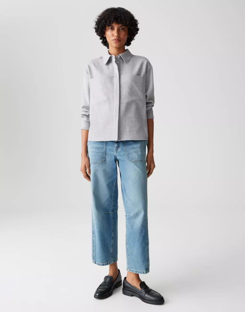 OPUS Blouse Felange - Hazy Fog Melange