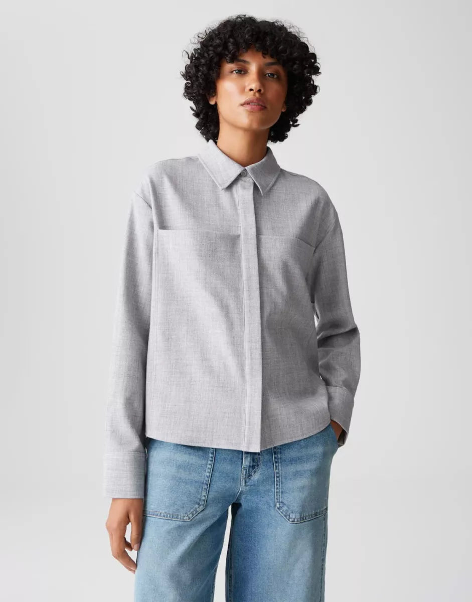 OPUS Blouse Felange - Hazy Fog Melange