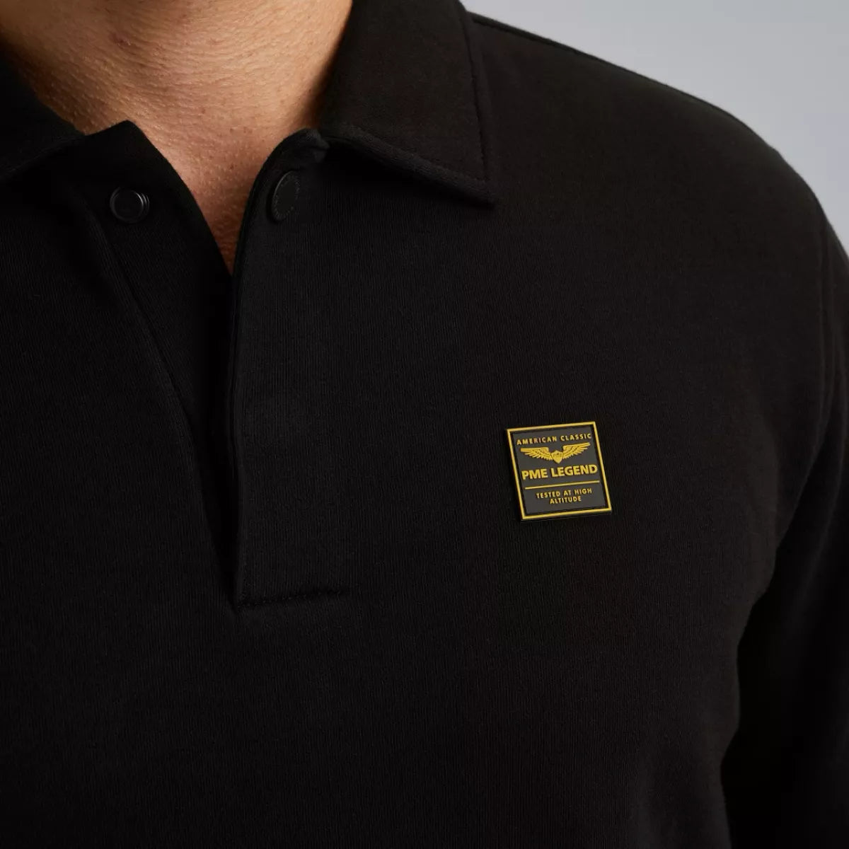 PME-LEGEND Sweatshirt met polokraag ZWART