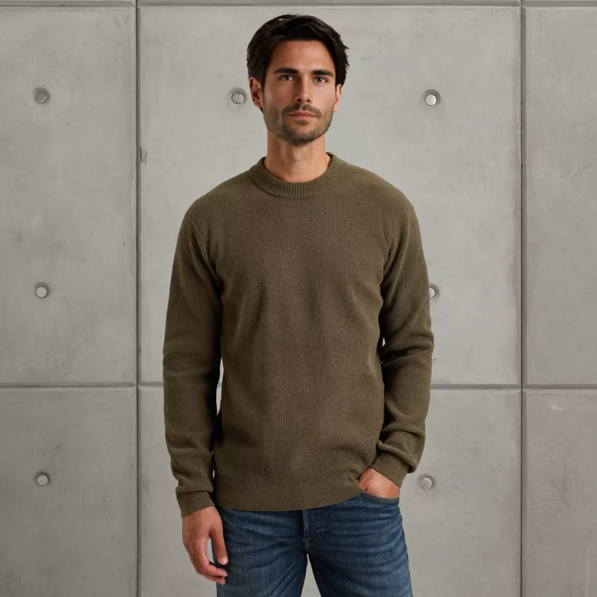 CAST IRON Mock neck soft blend - ARMY GROEN