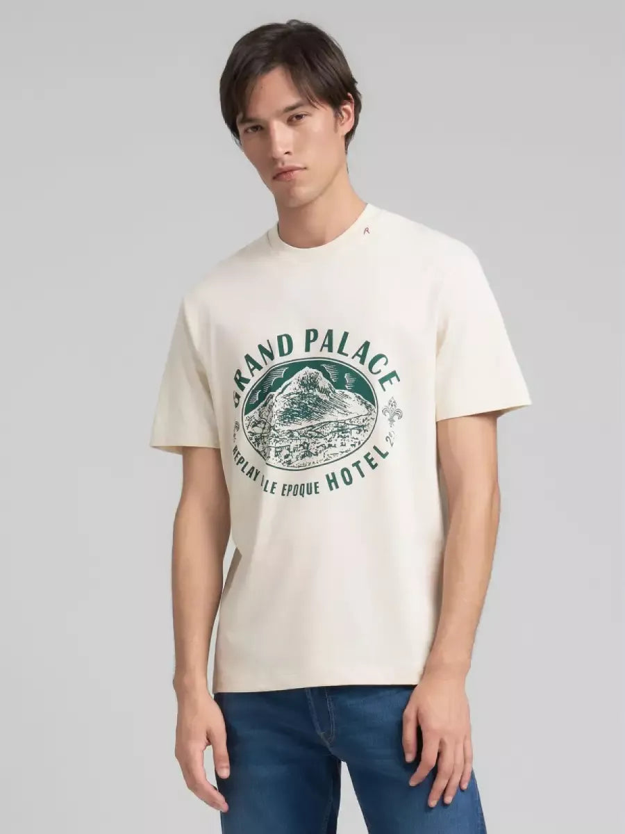 REPLAY Relaxed fit T-shirt - ECRU