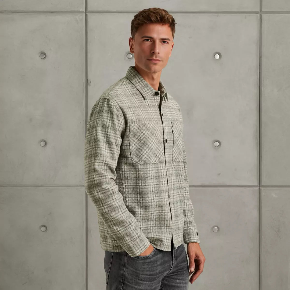 CAST IRON Long sleeve shirt Bobby yarn dyed - DIVERSEN