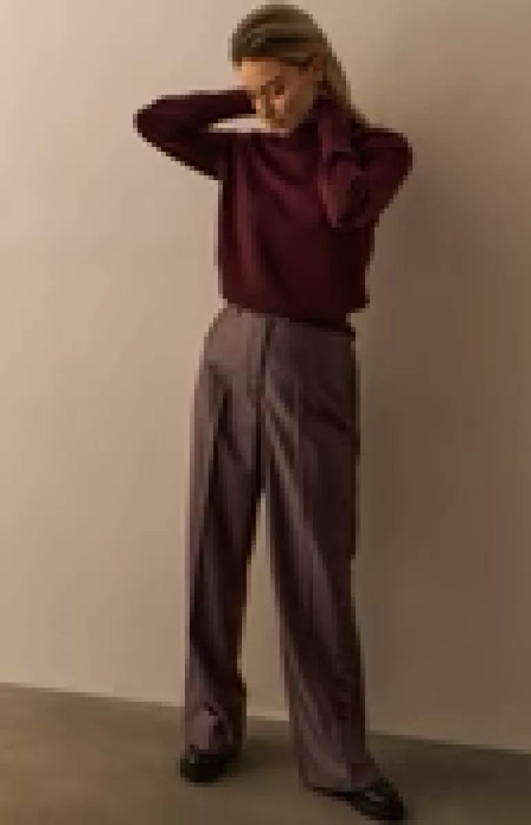 YAYA YAYA Shiny woven trousers - CAMEL