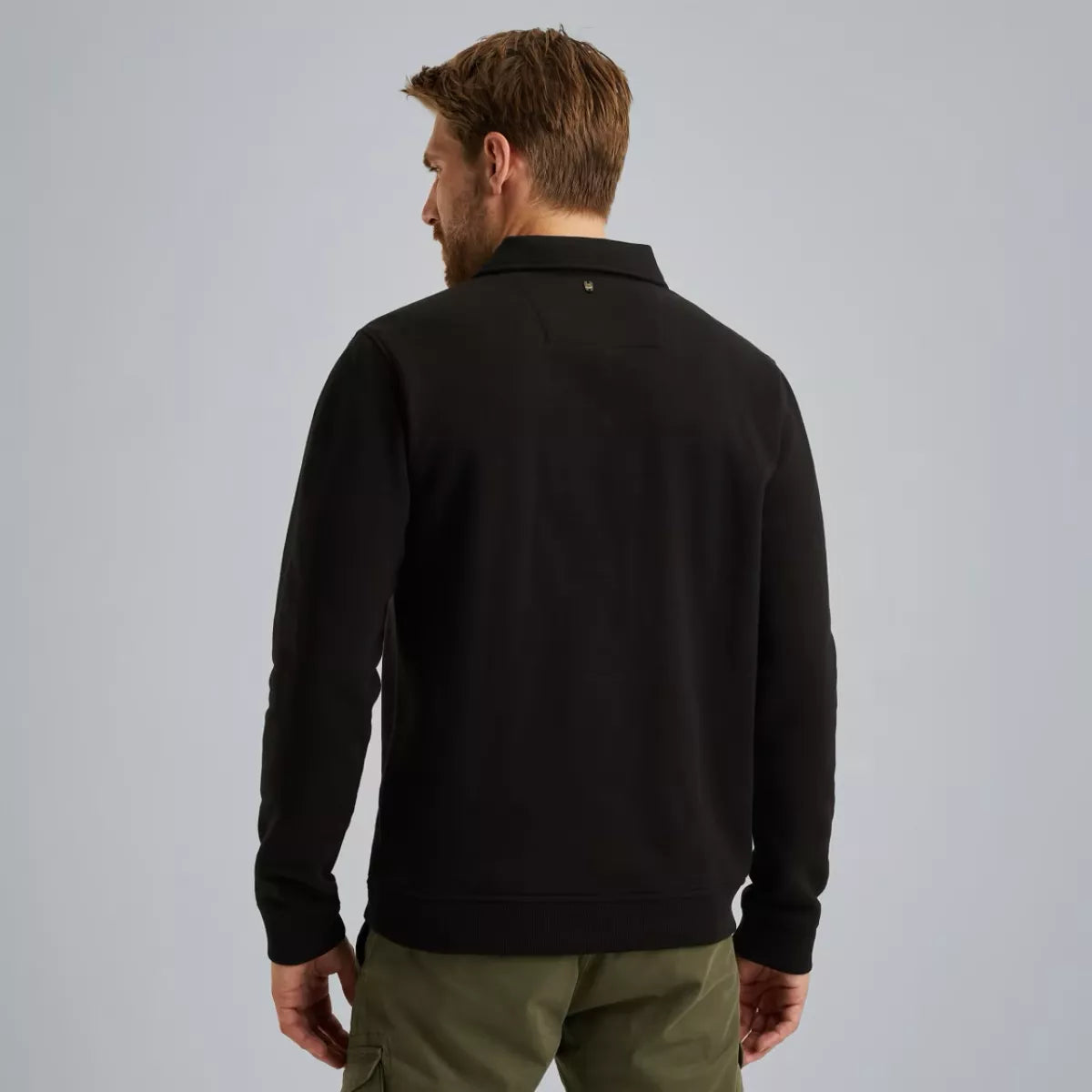 PME-LEGEND Sweatshirt met polokraag ZWART