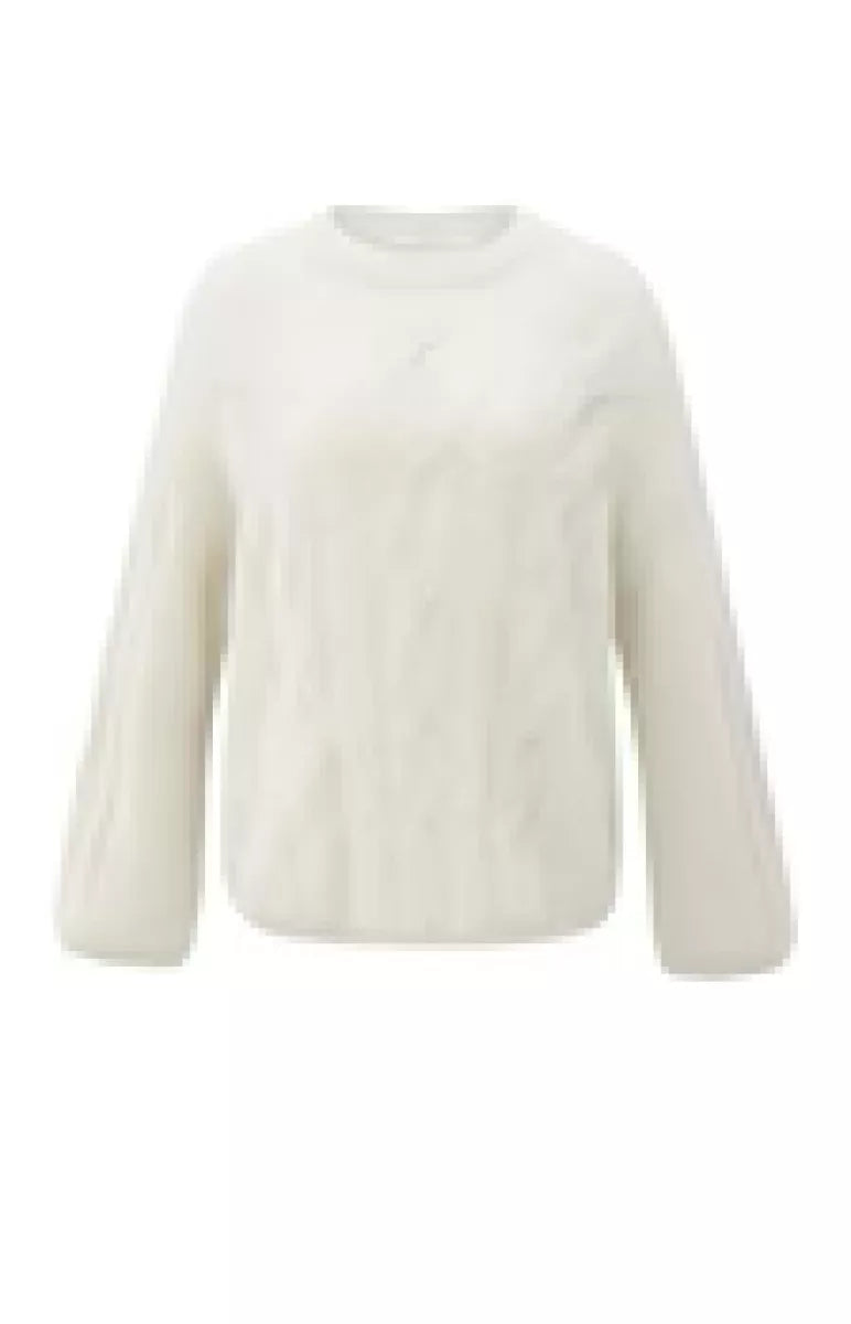 YAYA YAYA Soft cable knit sweater - MELEE GRIJS
