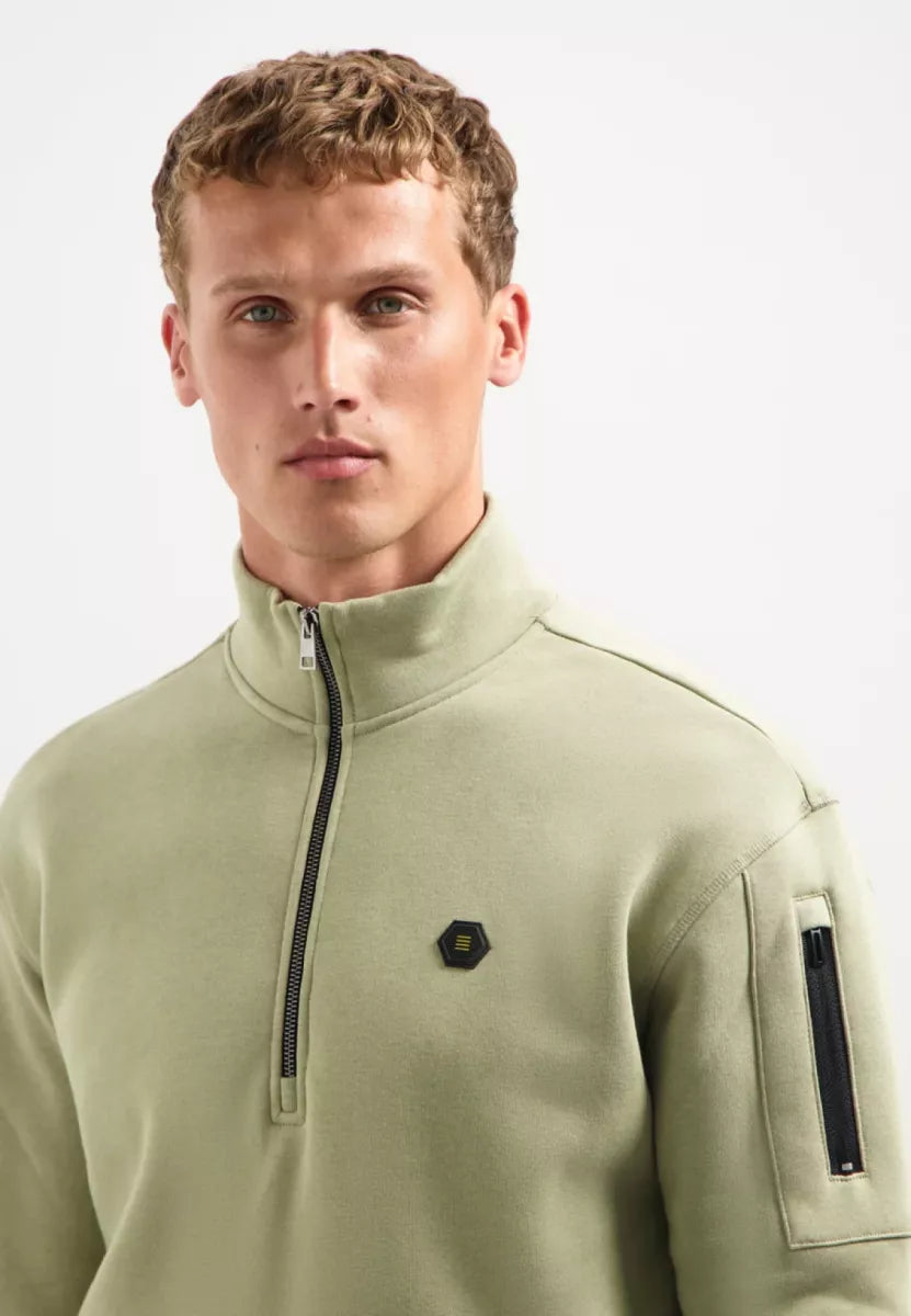 NO EXCESS Half zip sweater - GROEN