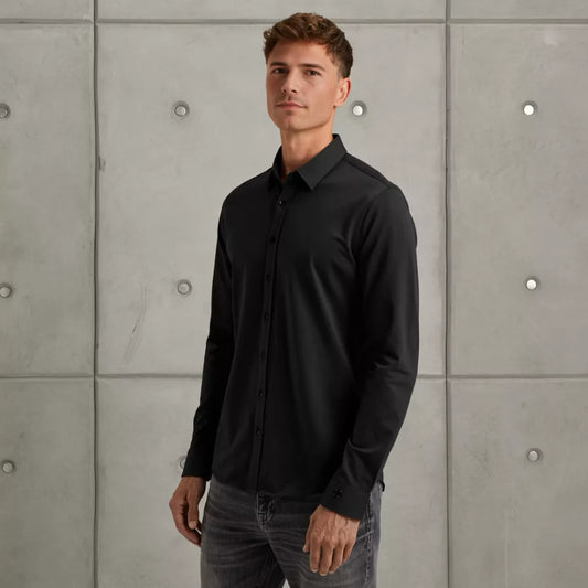 CAST IRON Long Sleeve Shirt Twill Jersey 2 t - ZWART