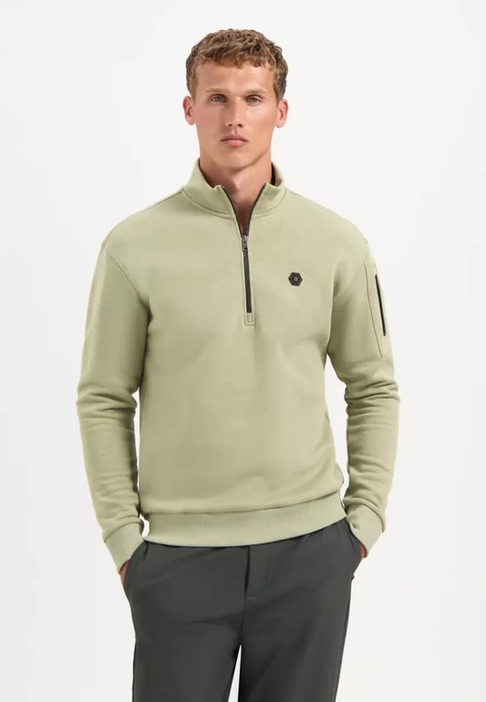 NO EXCESS Half zip sweater - GROEN