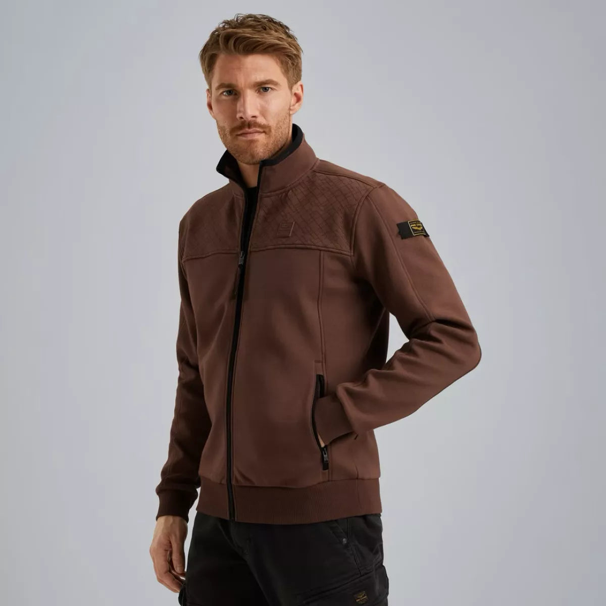 PME-LEGEND Sweat jacket met ritssluiting BRUIN